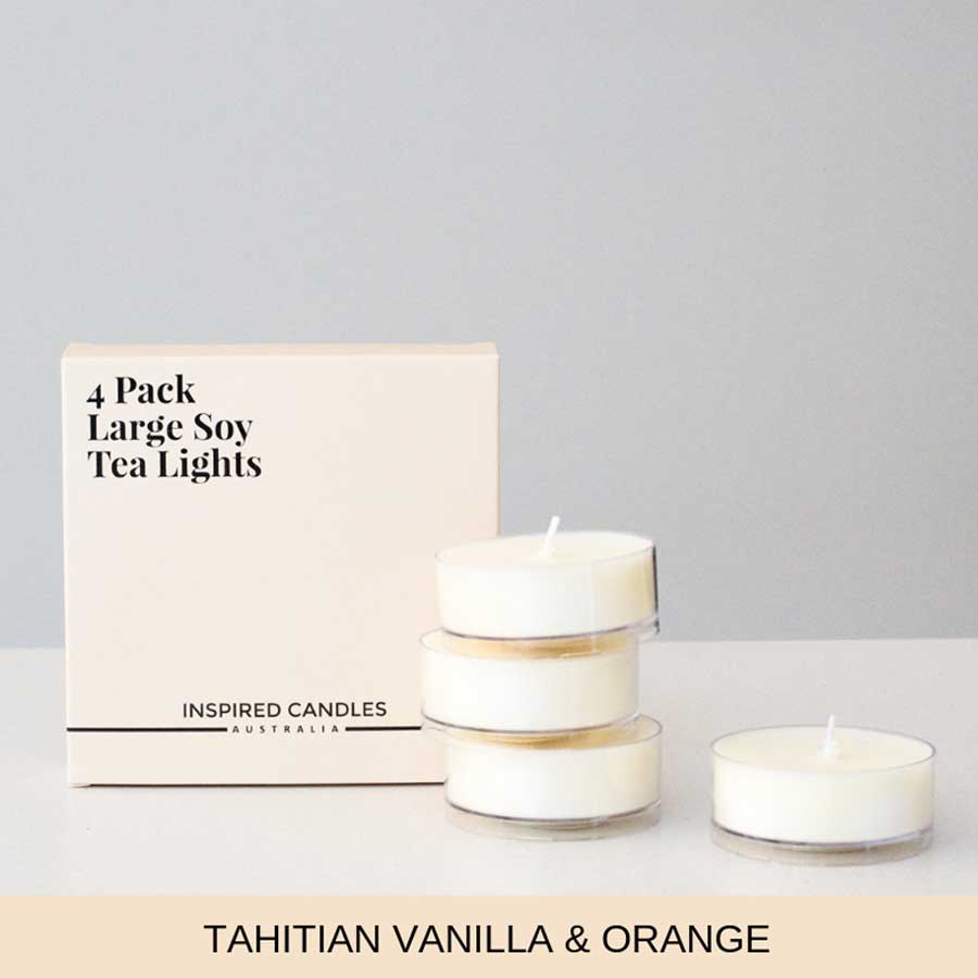 Inspired Candles 4 Large Tealights Pack Tahitian Vanilla & Orange - Essjai